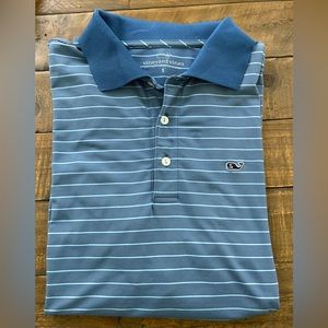 Mens Vineyard Vines Blue Stripe golf polo Lightly used size Small.